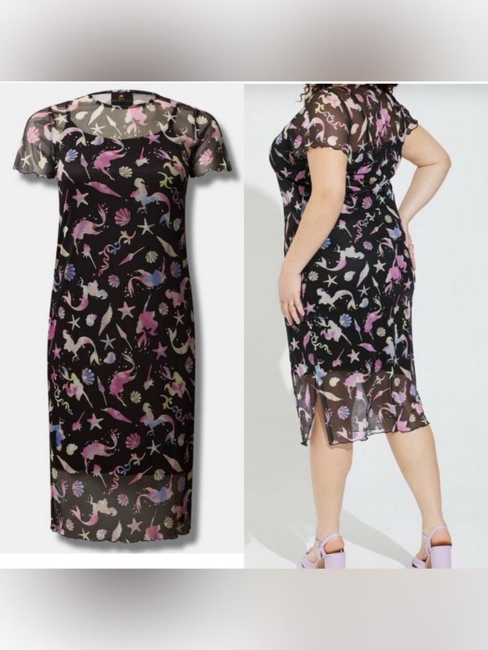 NWOT Torrid Disney The Little Mermaid Midi Mesh T-Shirt Dress size 2x